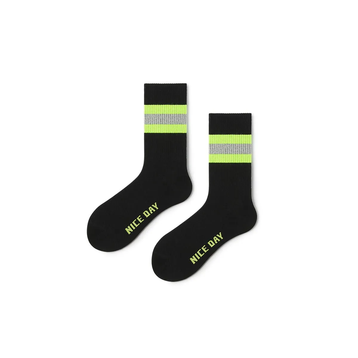 Starry Sky Fluorescent All-season Men Black Sports Crew Socks