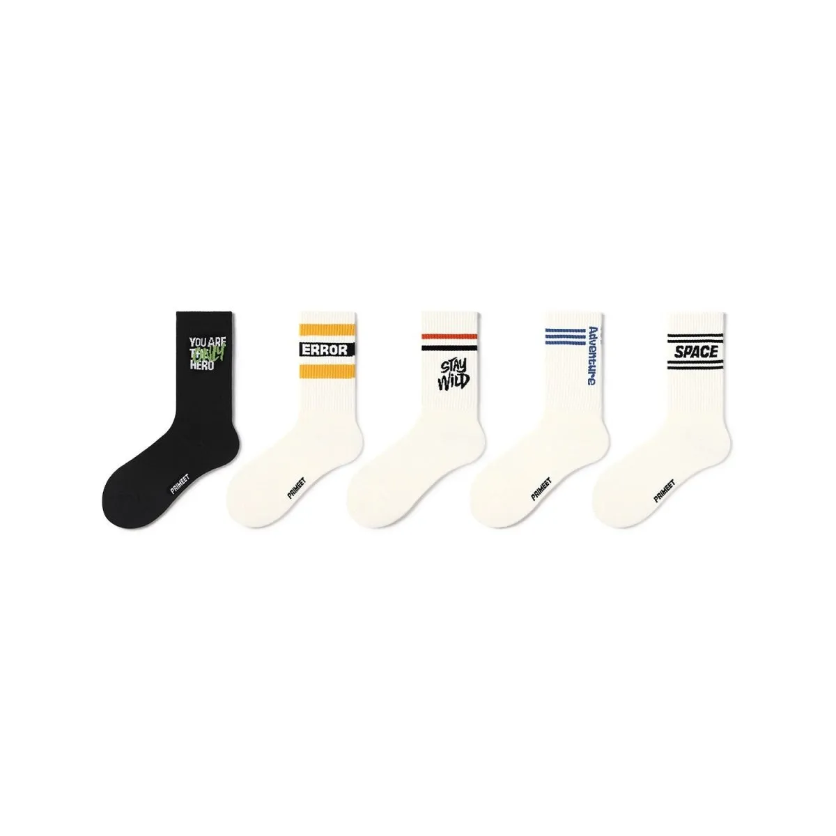 Stay Wild All-season Unisex 5pcs Crew Socks Set