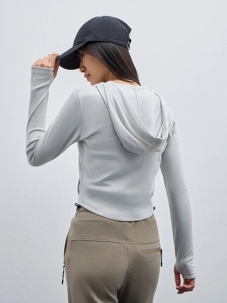 Studiofit Light Grey Ribbed Cotton Blend Jacket