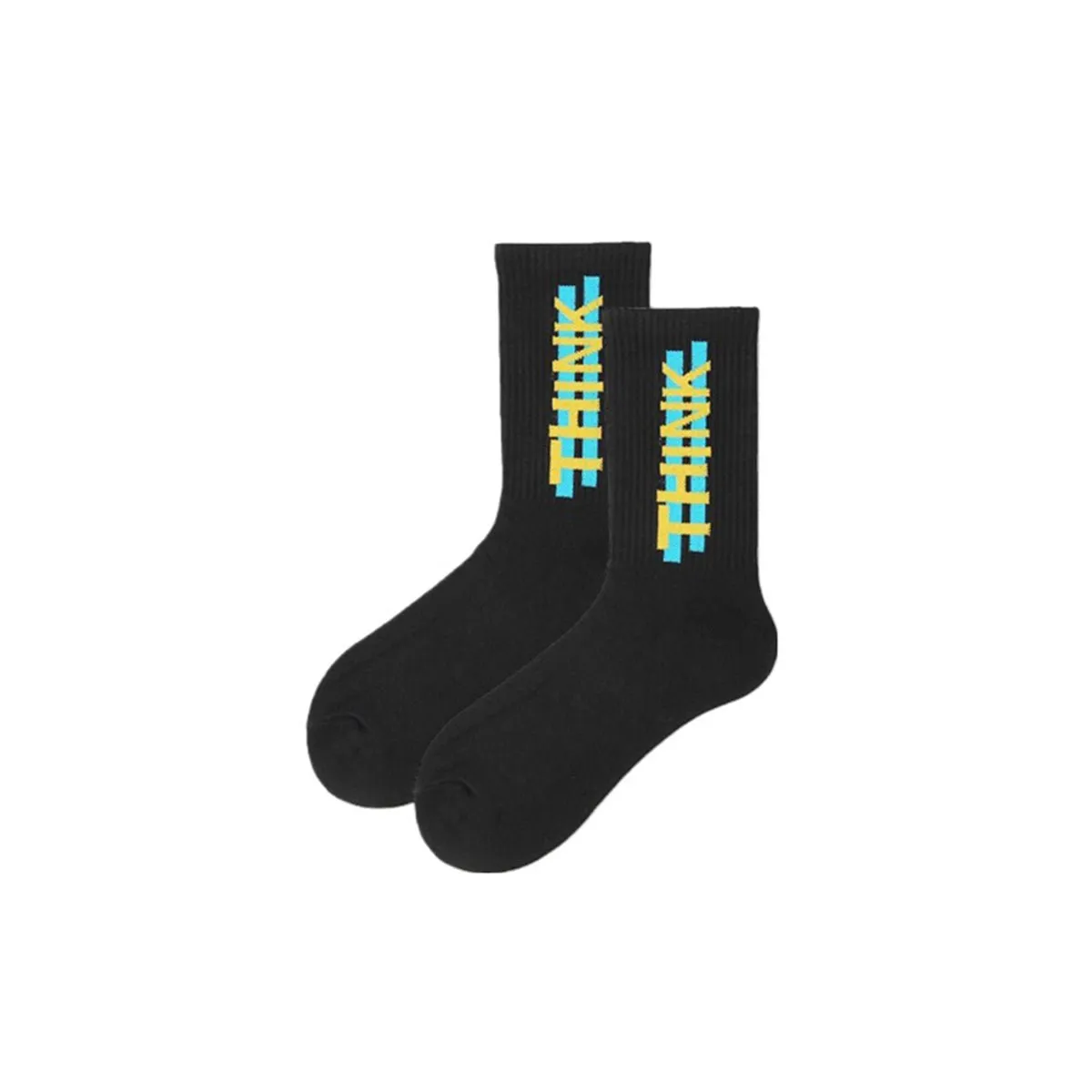 Think All-season Unisex Black Crew Socks