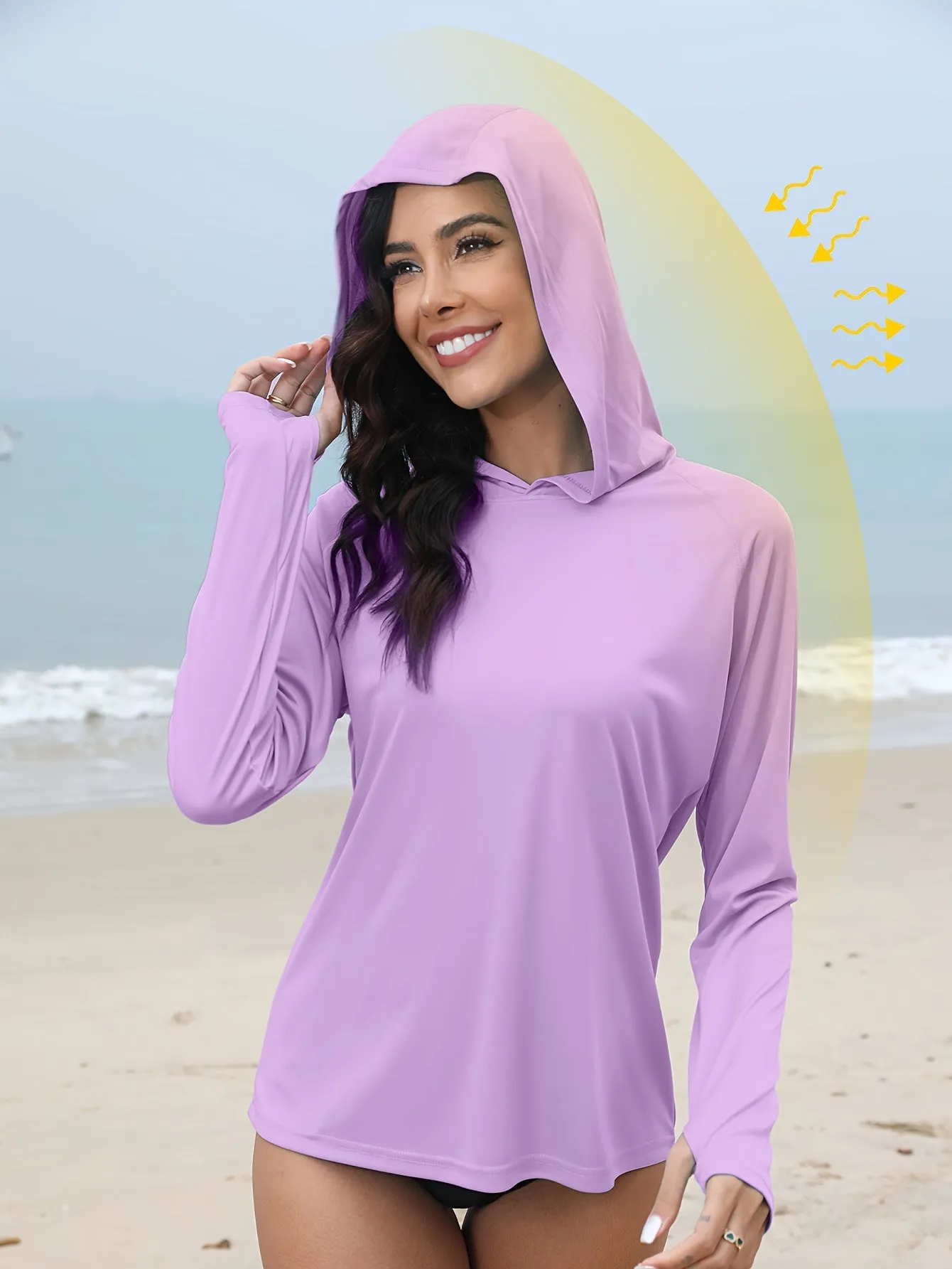 Women's UPF 50  Sun Protection Hooded Shirt - Long Sleeve, Moisture-Wicking, Quick-Drying, Breathable, Lightweight - Perfect for Hiking, Fishing, Outdoor Fitness, Running, and Casual Wear